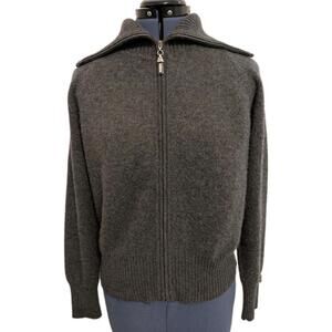 St. John Sport by Marie Gray 100% Cashmere Knit Zip Sweater Jacket Grey Size P